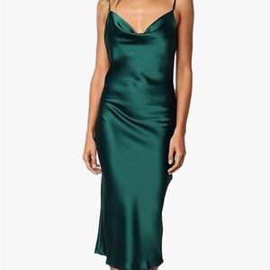 Satin slip dress emerald green size M